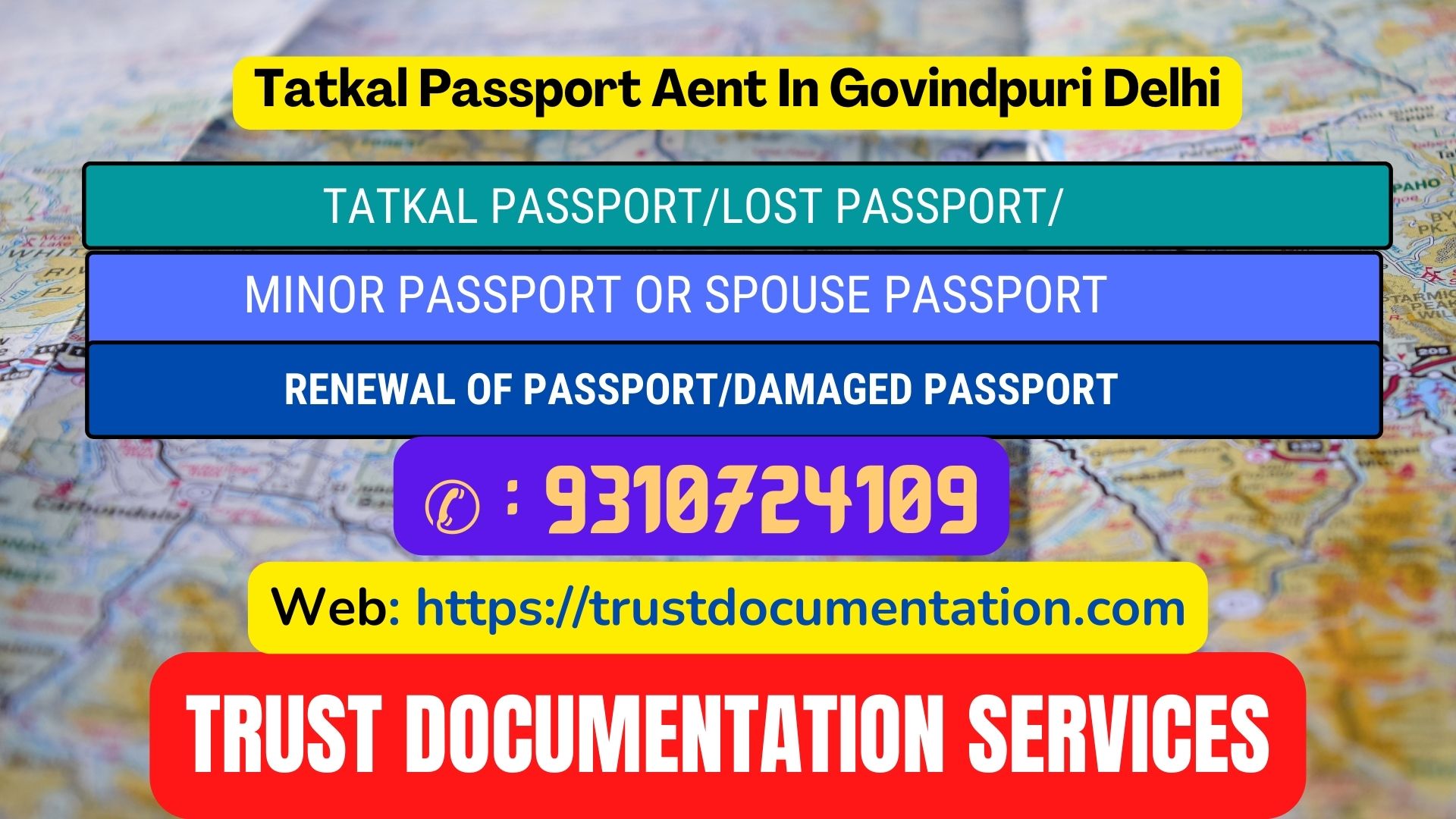 Tatkal passport services in Govindpuri Delhi 9310724109