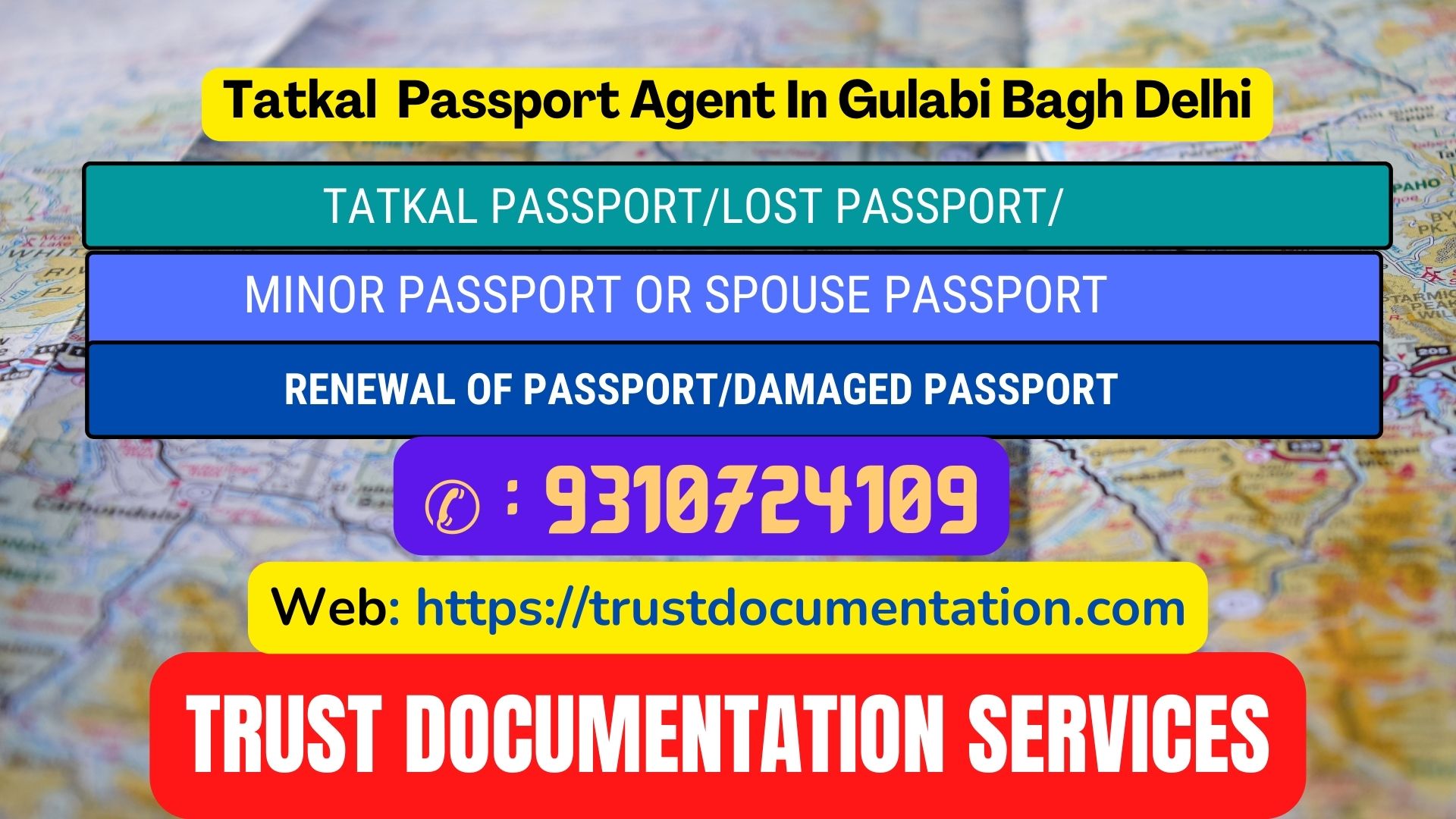 Passport agent consultant in Gulabi Bagh Delhi 9310724109