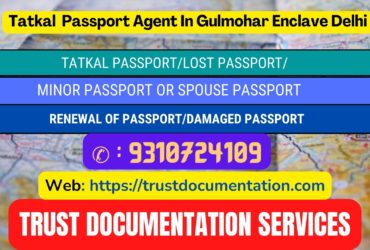 Tatkal passport services in Gulmohar Enclave Delhi 9310724109