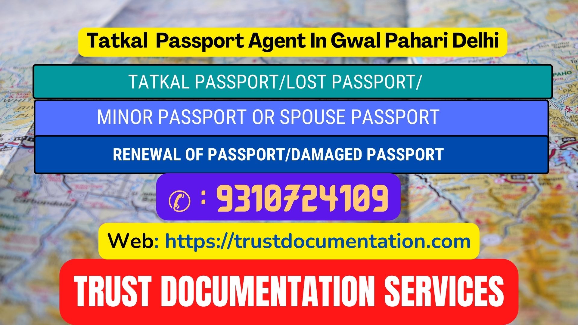 Tatkal passport services in Gwal Pahari Delhi 9310724109