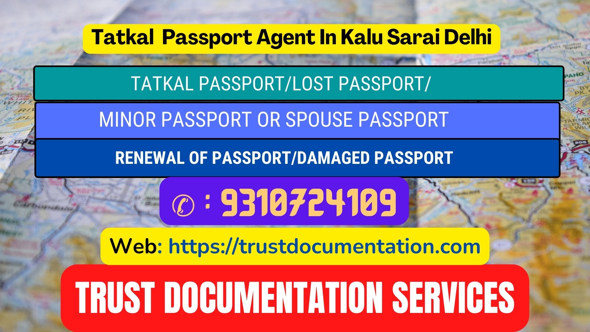 Tatkal passport agents in Kalu Sarai Delhi 9310724109