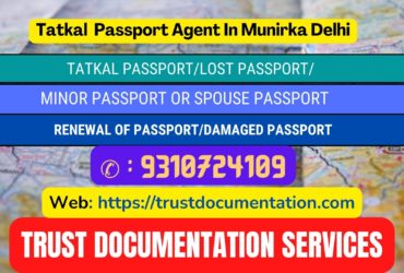 Tatkal passport services in Munirka Delhi 9310724109