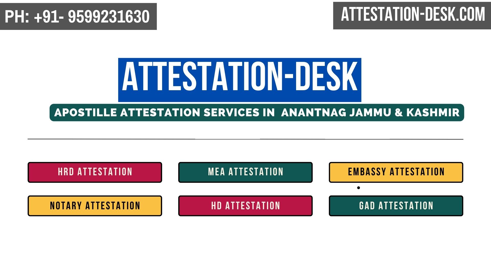 Certificate Apostille | Embassy Attestation in Anantnag , Jammu & Kashmir 9599231630