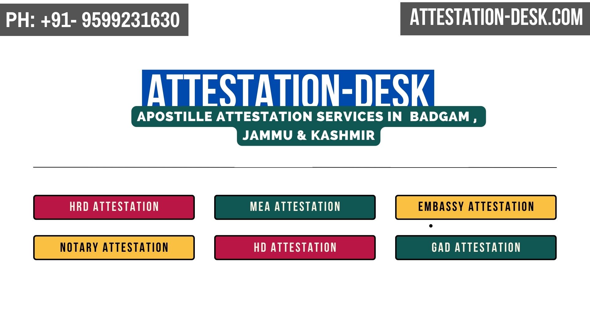 Certificate Apostille | Embassy Attestation in Badgam , Jammu & Kashmir 9599231630