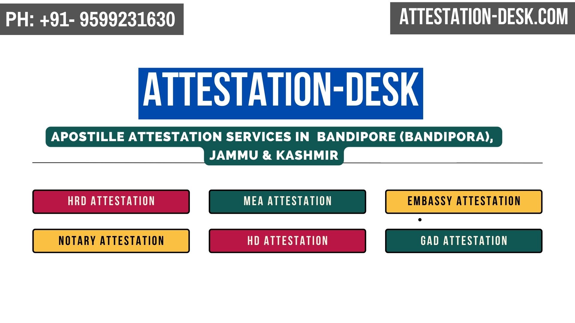 Certificate Apostille | Embassy Attestation in Bandipore (Bandipora) , Jammu & Kashmir 9599231630