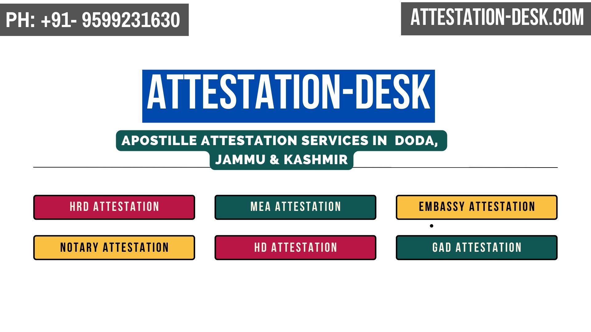 Certificate Apostille | Embassy Attestation in Doda , Jammu & Kashmir 9599231630