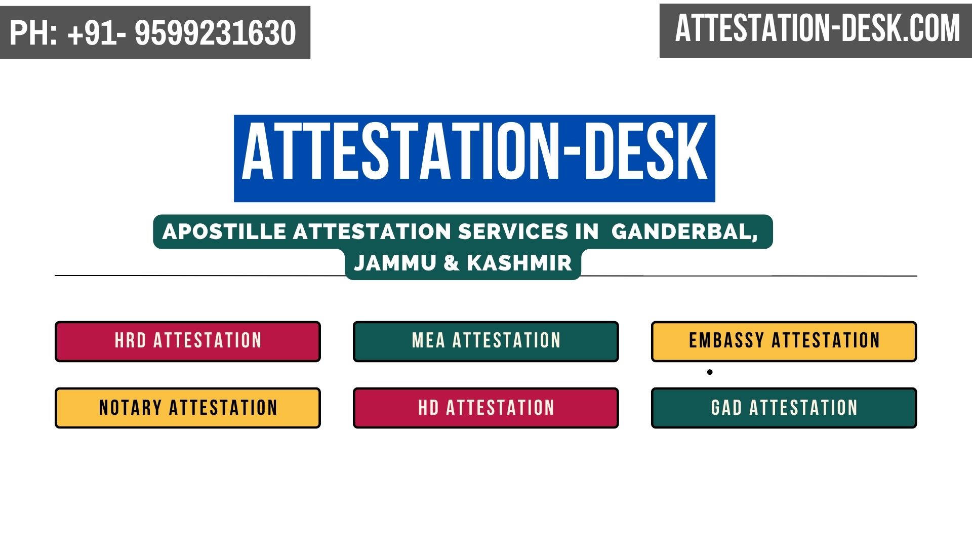 Certificate Apostille | Embassy Attestation in Ganderbal , Jammu & Kashmir 9599231630