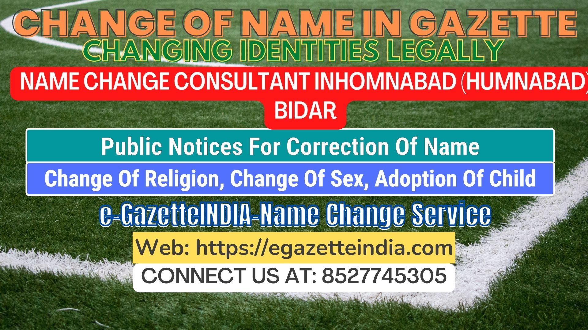 The procedure for name changes in Homnabad (Humnabad) Bidar 8527745305