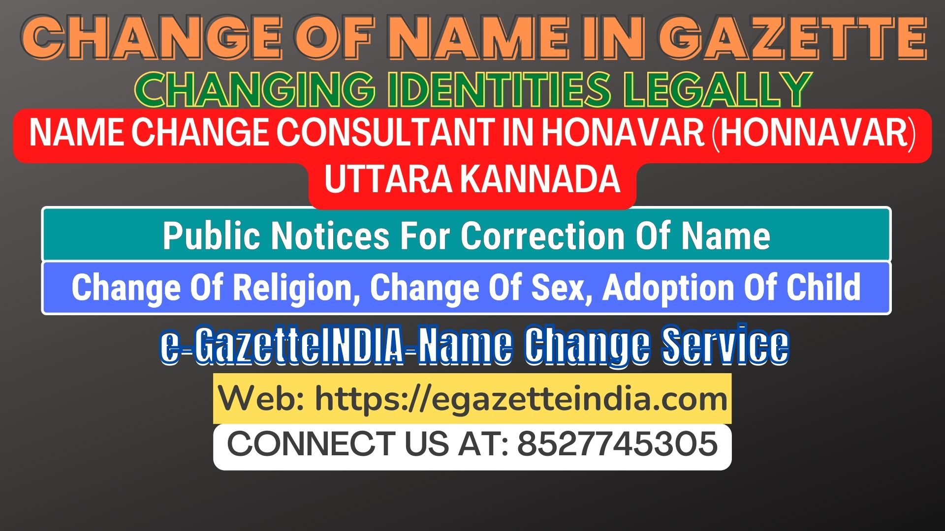 The procedure for name changesin Honavar (Honnavar) Uttara Kannada 8527745305