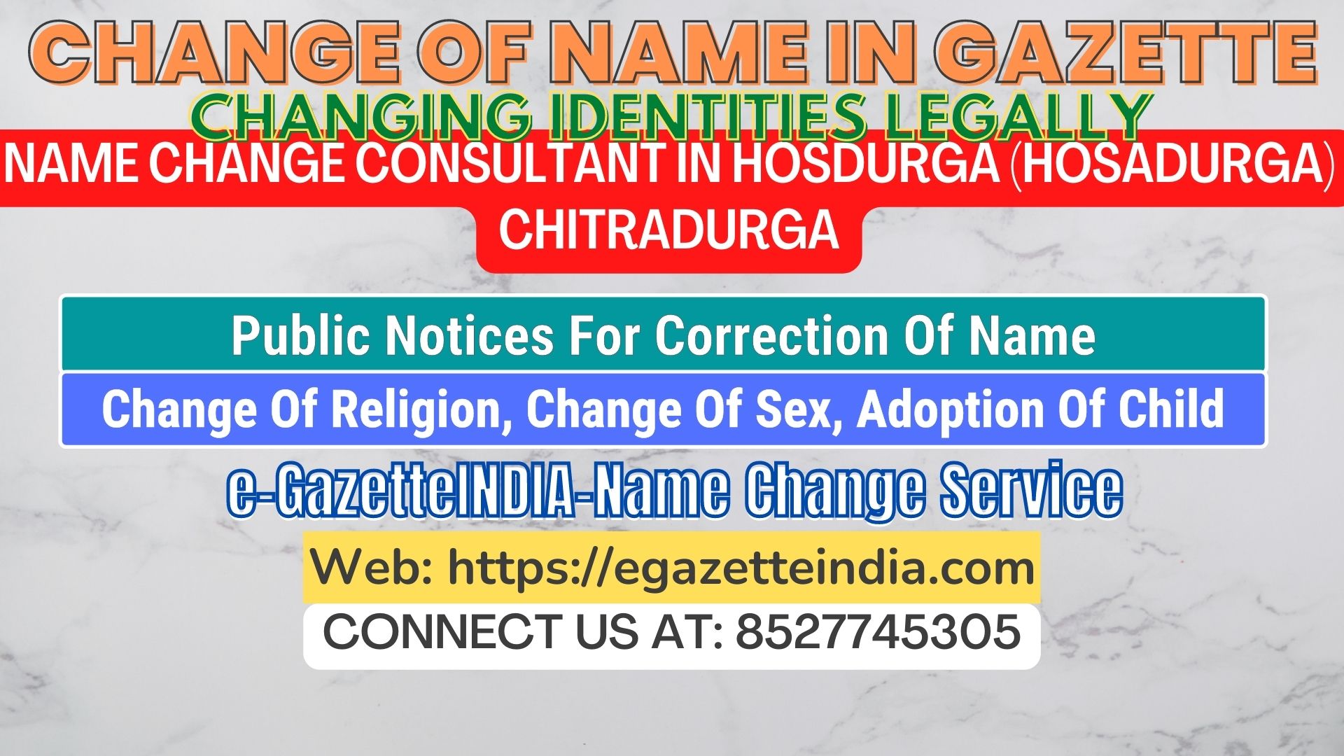 The procedure for name changesin Hosdurga (Hosadurga) Chitradurga 8527745305