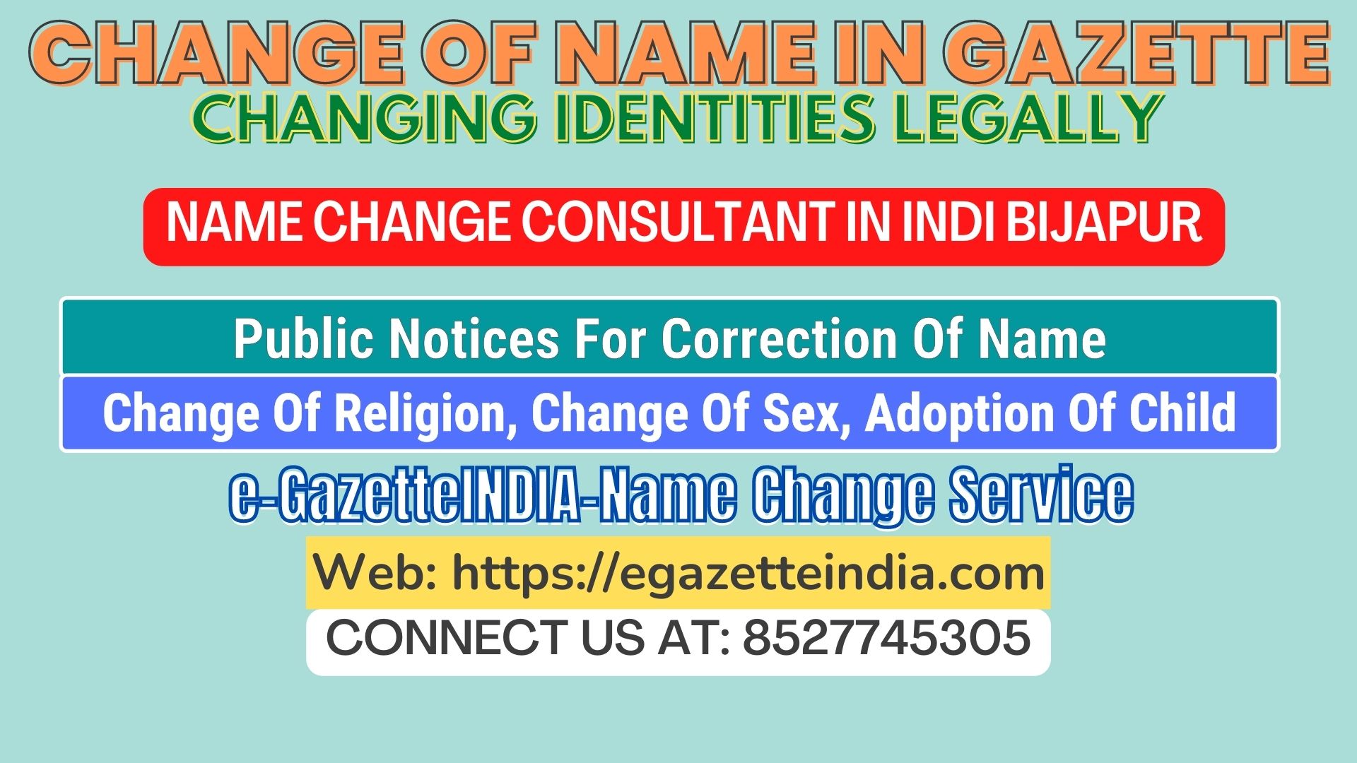 The procedure for name changesin Indi Bijapur 8527745305