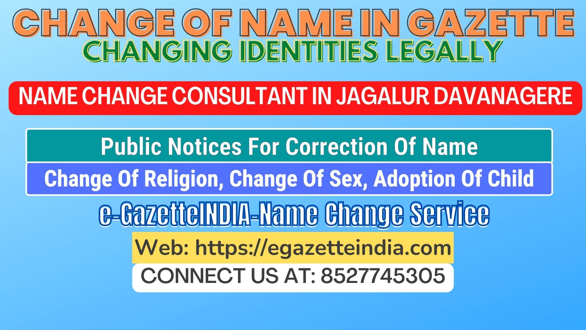 The procedure for name changesin Jagalur Davanagere 8527745305