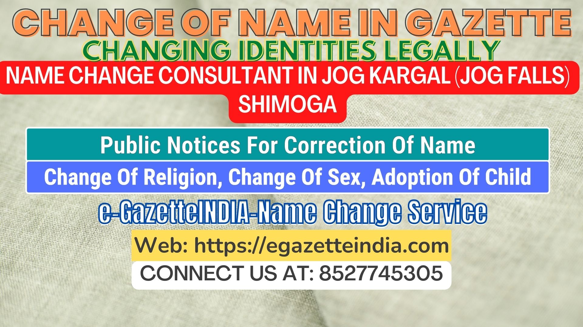 The procedure for name changesin Jog Kargal (Jog Falls) Shimoga 8527745305