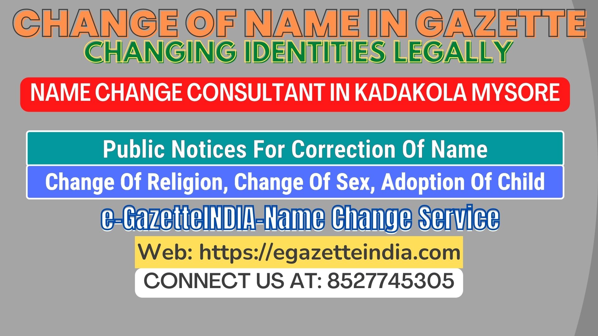 The procedure for name changesin Kadakola Mysore 8527745305