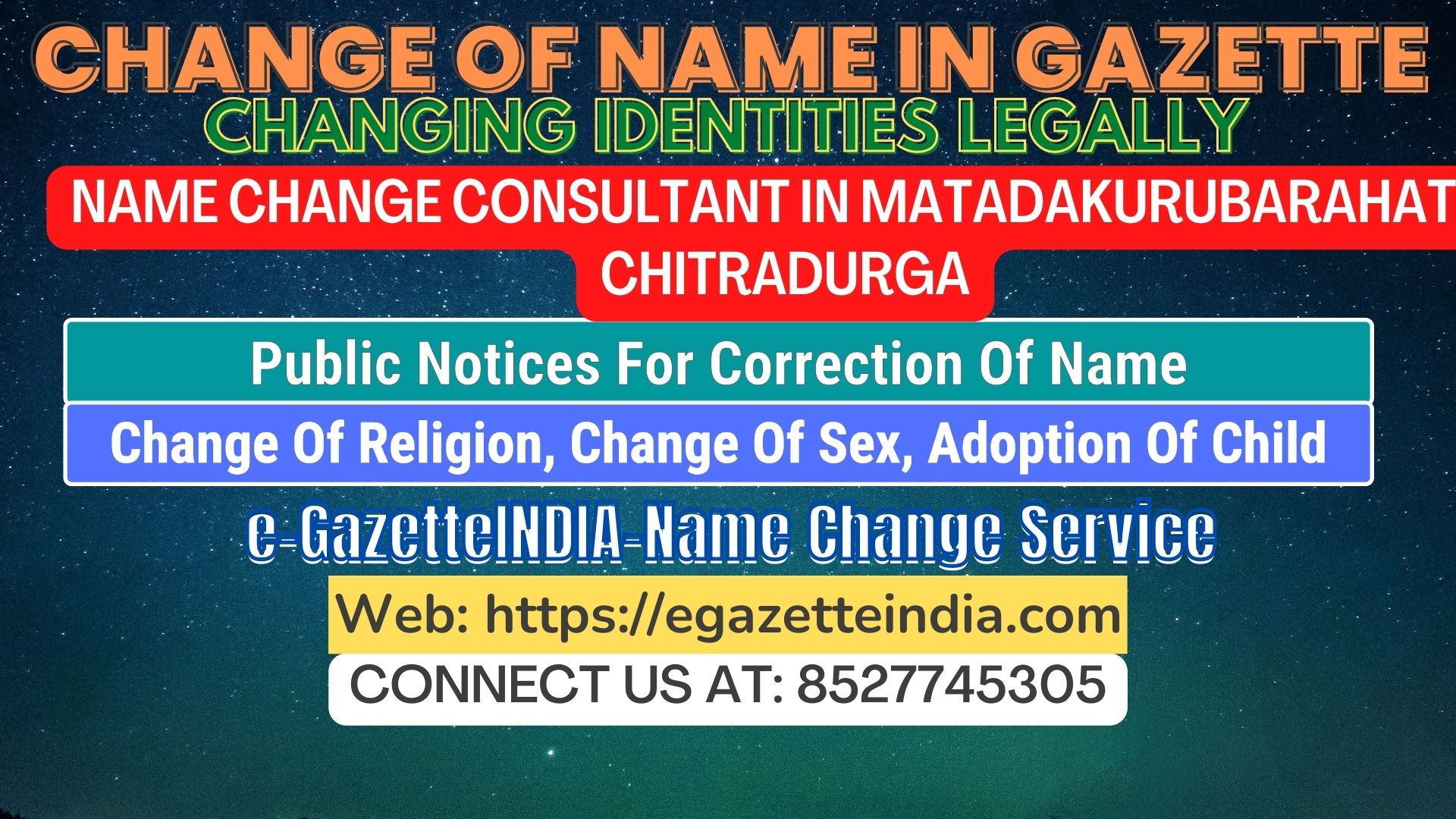 The procedure for name changes in Matadakurubarahatti Chitradurga 8527745305