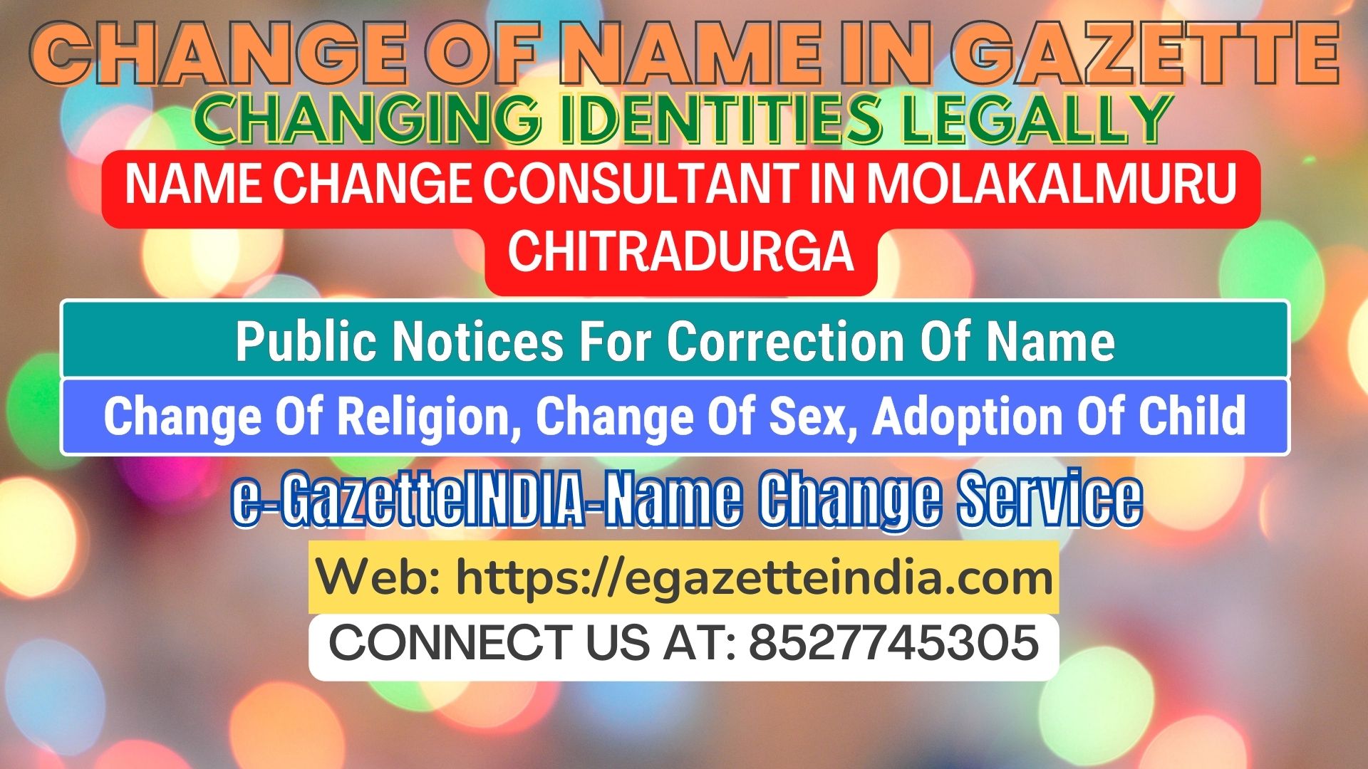 The procedure for name changes in Molakalmuru Chitradurga 8527745305