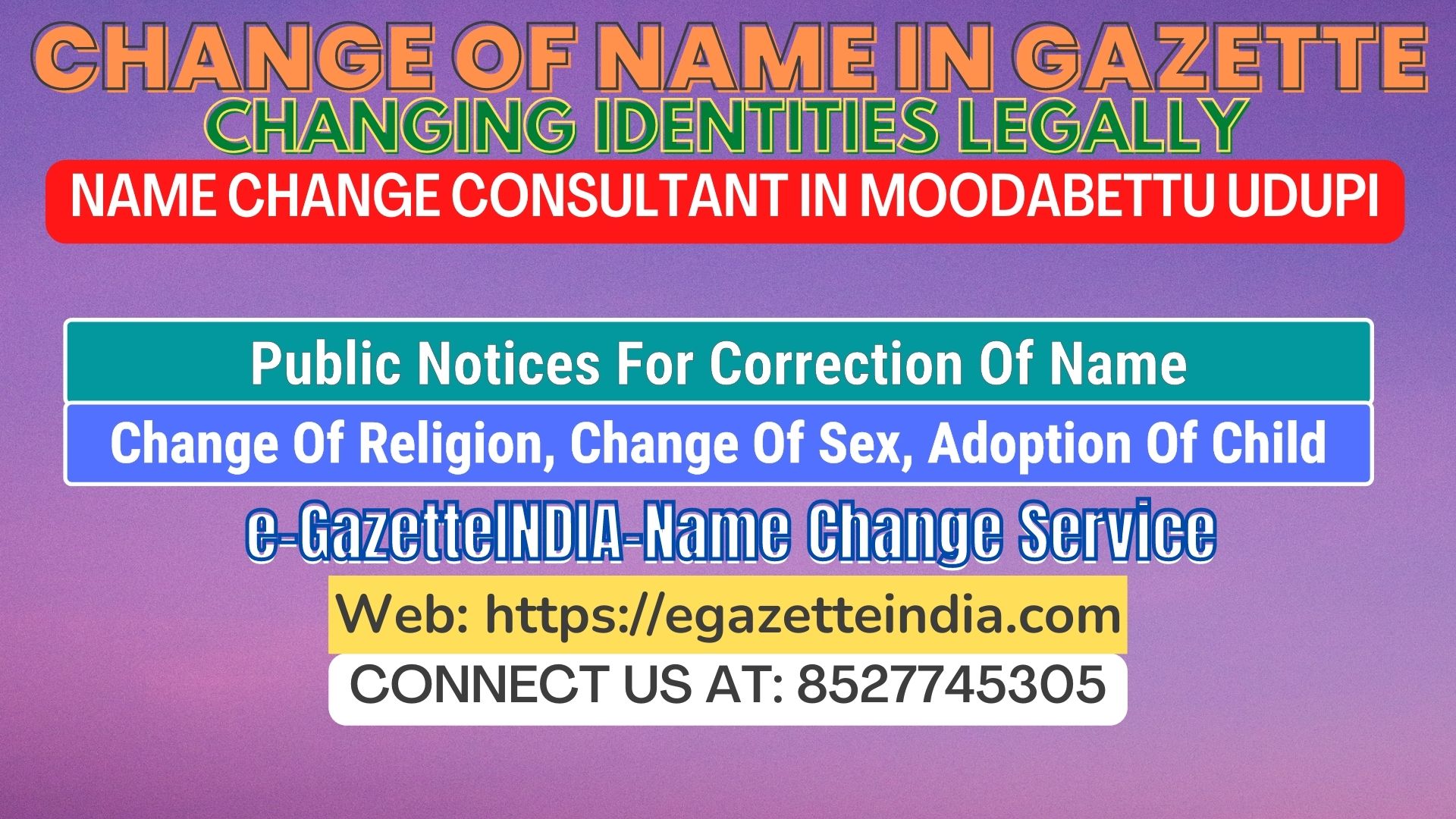 The procedure for name changes in Moodabettu Udupi 8527745305