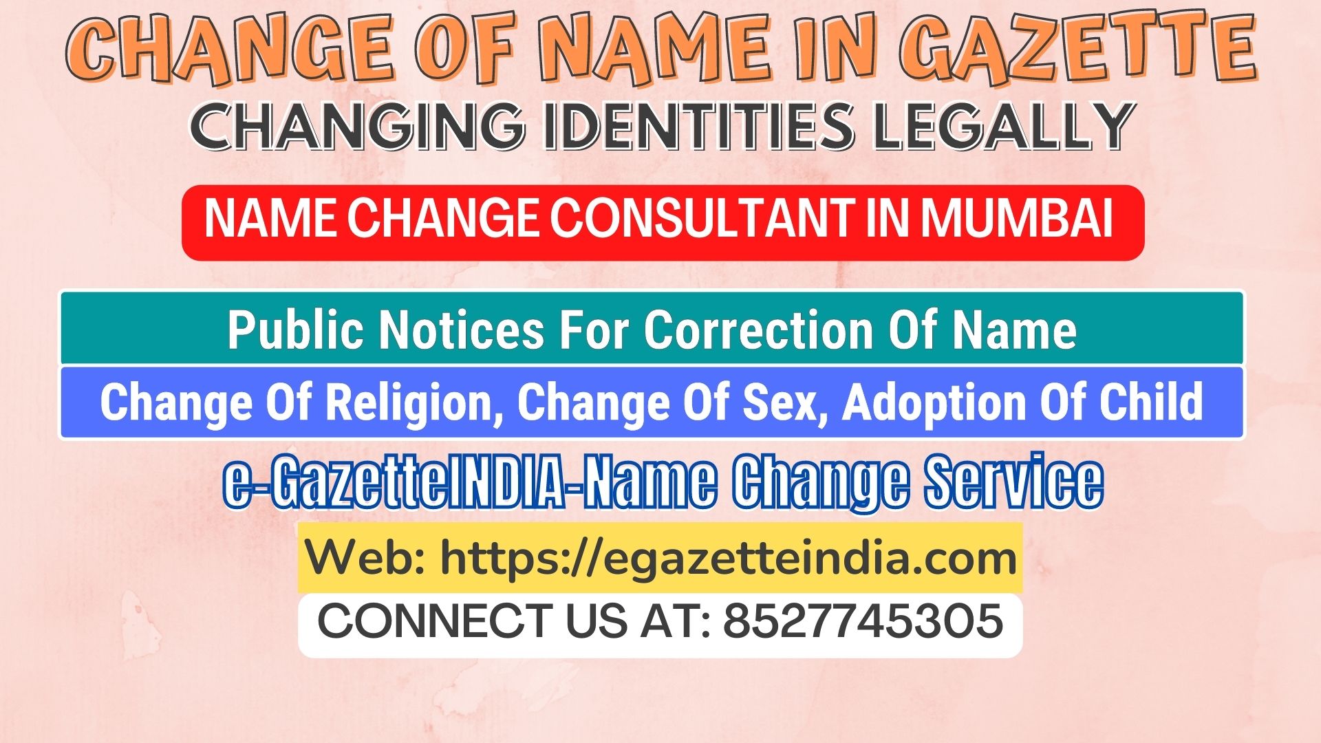 Name Change Gazette Notification In Mumbai 8527745305