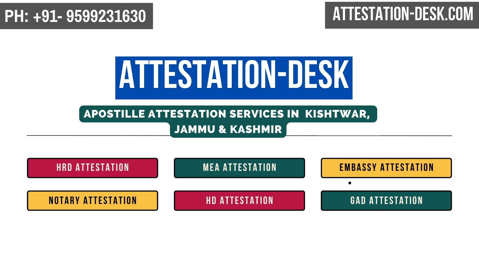 Certificate Apostille | Embassy Attestation in Kishtwar, Jammu & Kashmir 9599231630