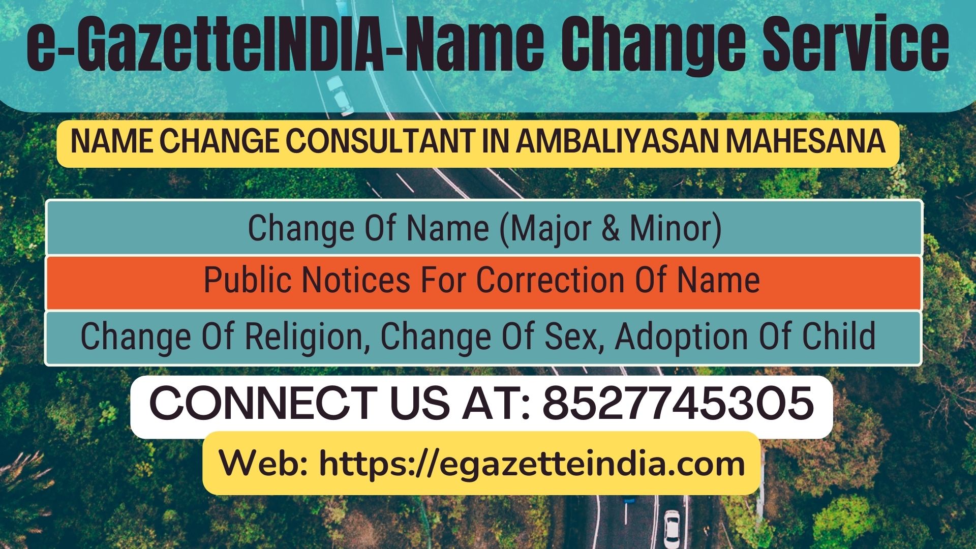 Gazette Of India Name Change Service In  Ambaliyasan Mahesana-8527745305