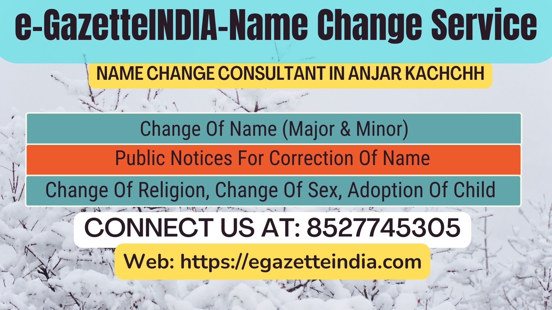 Name Change Gazette Notification In  Anjar Kachchh 8527745305