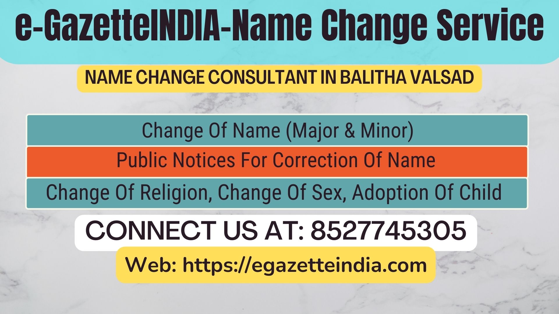 Name Change Gazette Notification In  Balitha Valsad 8527745305