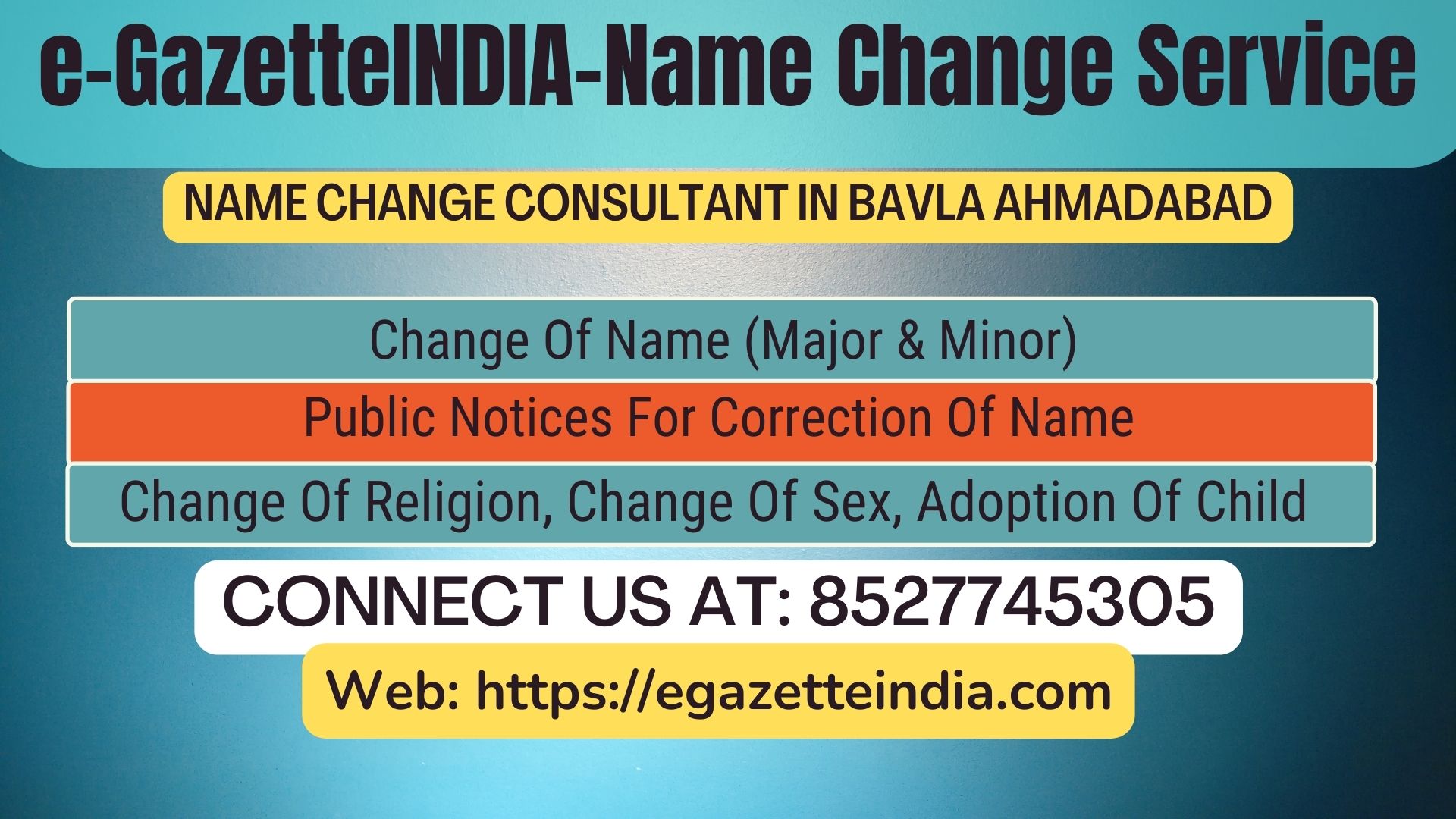 Name Change In Gazette Notification In Bavla Ahmadabad-8527745305