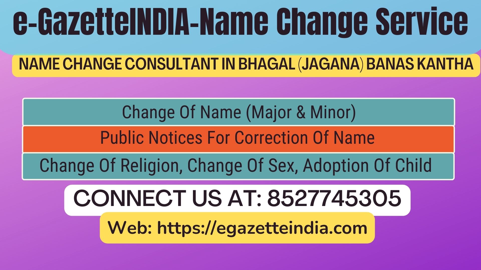 Name Change In Gazette Notification In Bhagal (Jagana) Banas Kantha-8527745305