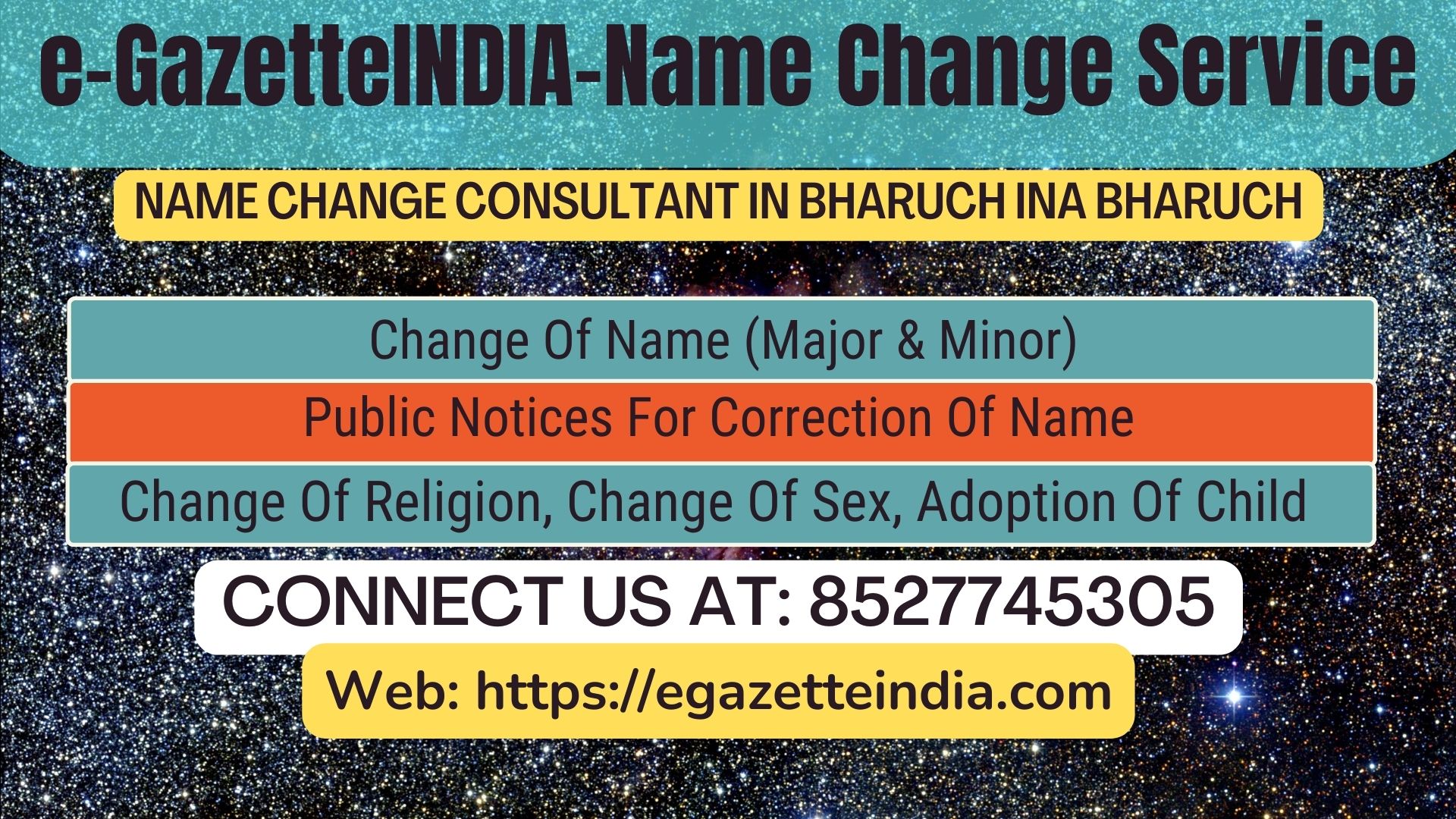 Name Change In Gazette Notification In Bharuch INA Bharuch-8527745305