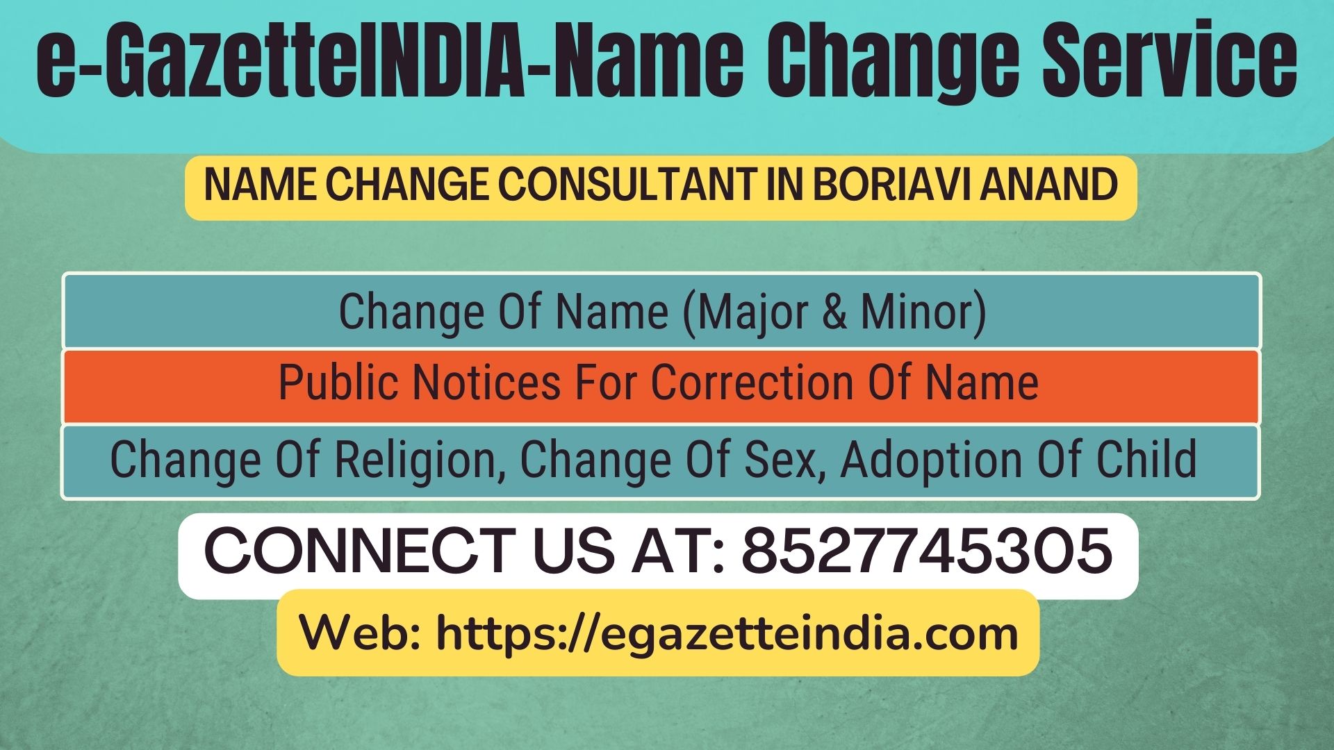 Name Change Gazette Notification In Boriavi Anand 8527745305