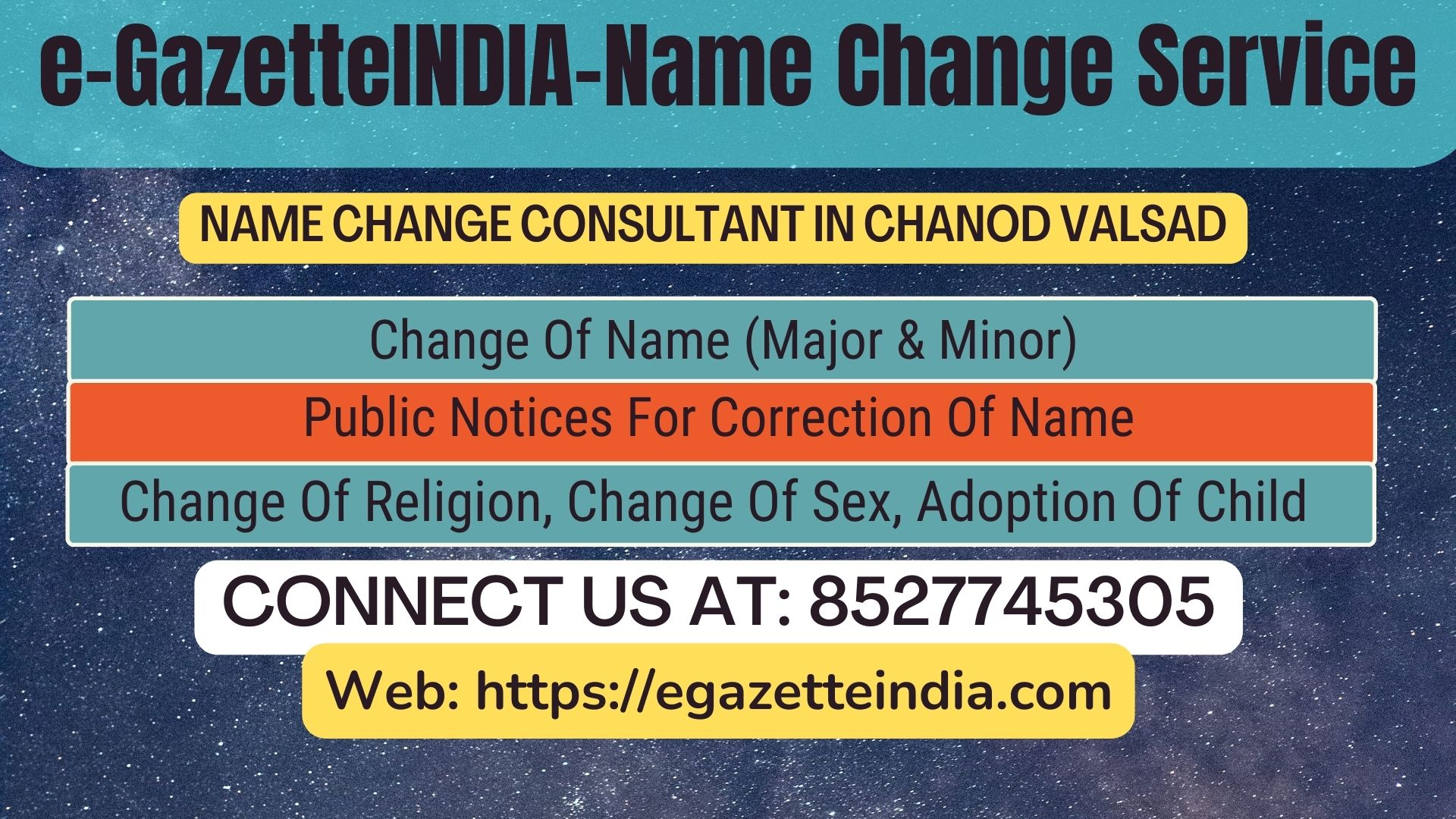 Name Change Gazette Notification In Chanod Valsad 8527745305