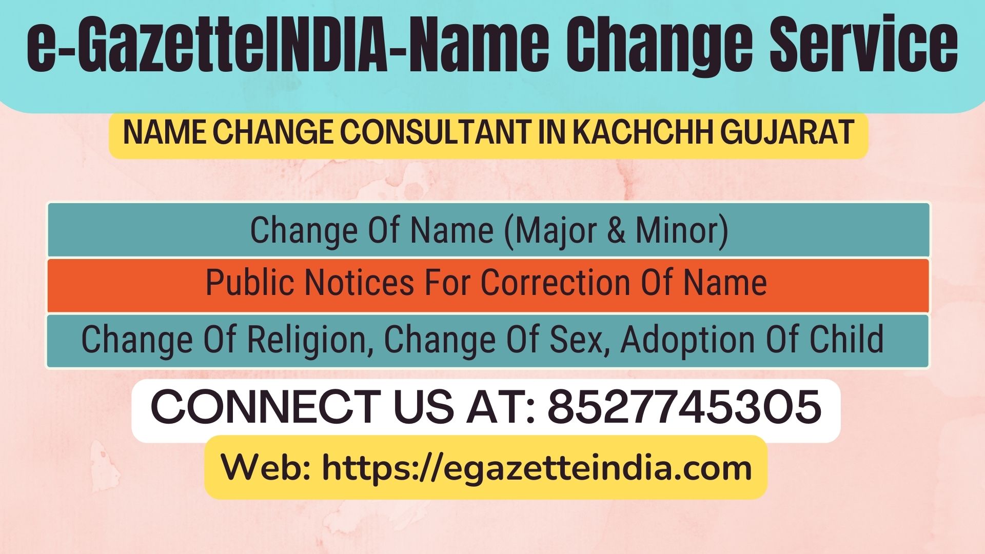 Name Change Gazette Notification In  Kachchh Gujarat 8527745305