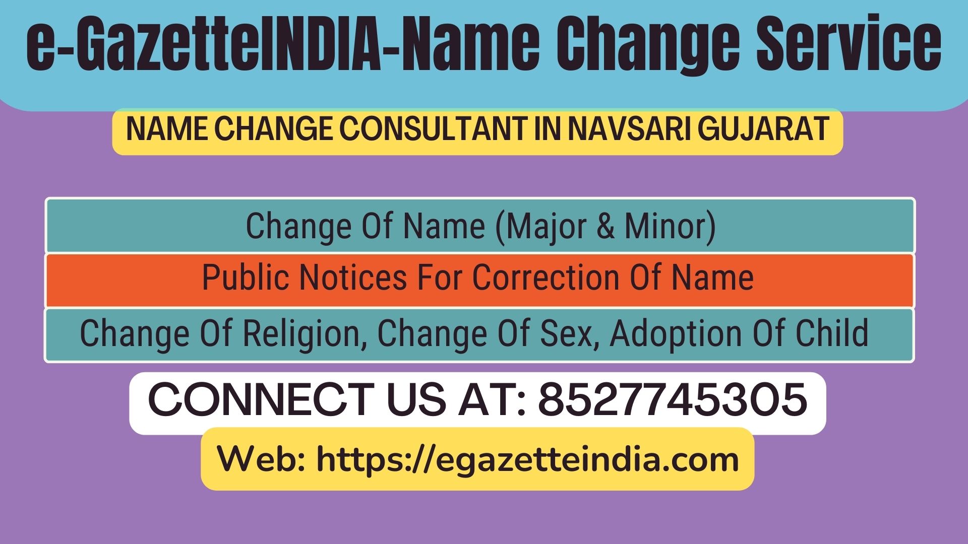 Name Change In Gazette Notification In  Navsari Gujarat-8527745305