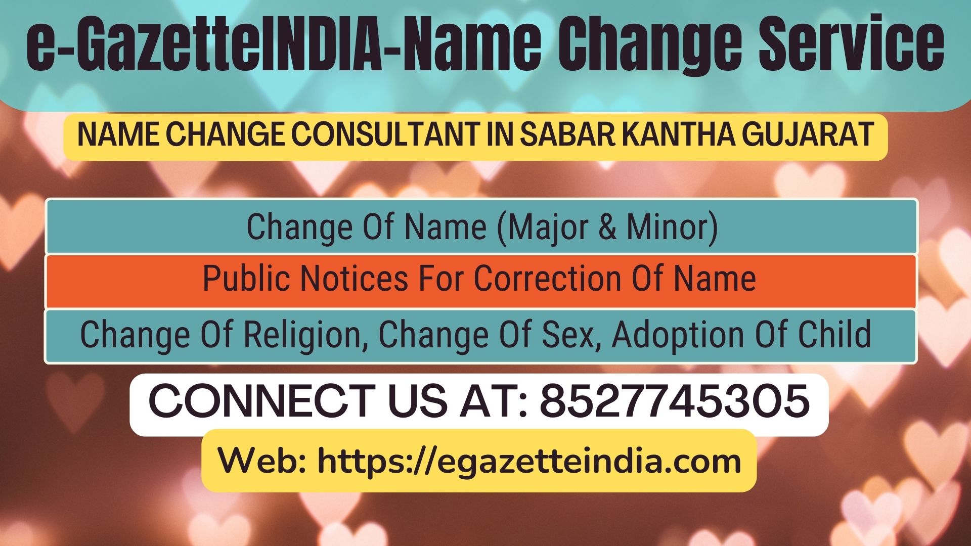 Gazette Name Change Agent Consultant Service In  Sabar Kantha Gujarat-8527745305