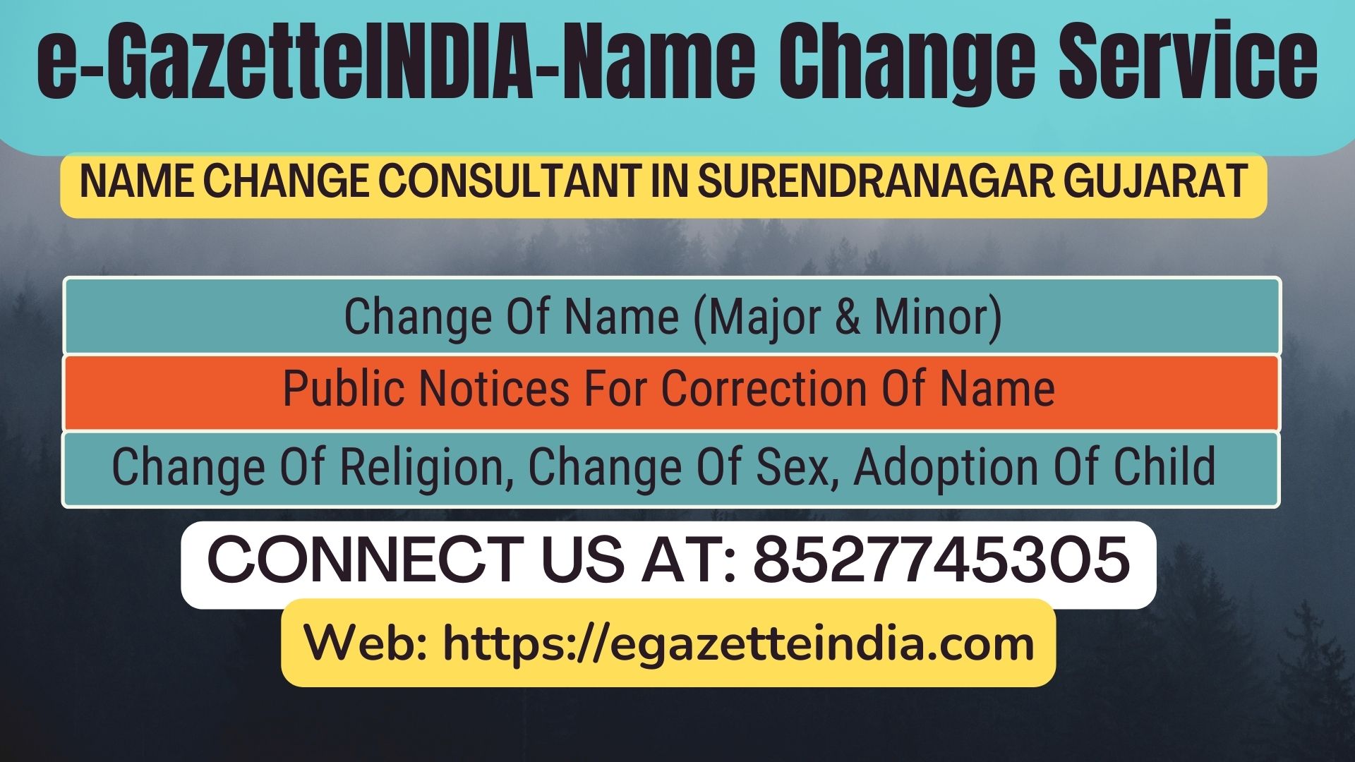 Name Change Gazette Notification In  Surendranagar Gujarat 8527745305