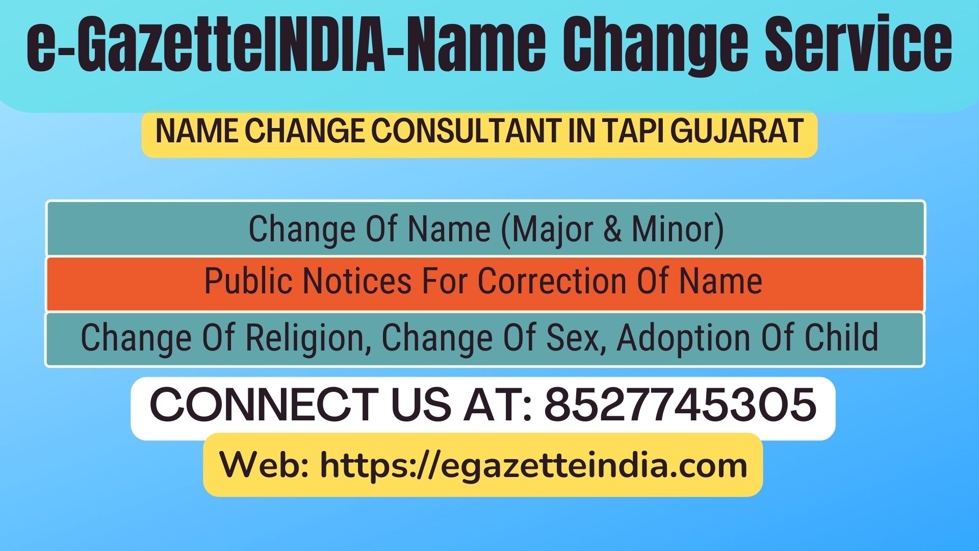 Name Change In Gazette Notification In  Tapi Gujarat-8527745305