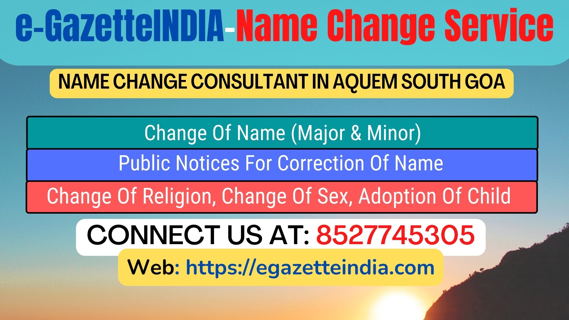 Gazette Of India Name Change Service In Aquem South Goa-8527745305