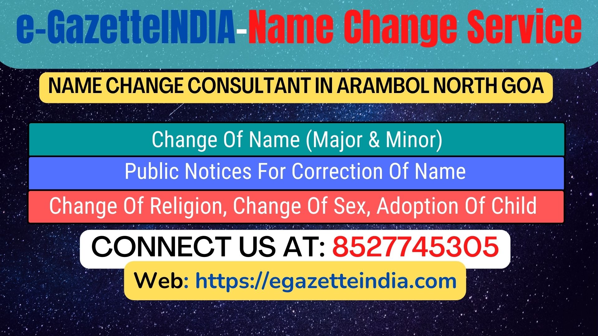 Gazette Of India Name Change Service In Arambol North Goa-8527745305