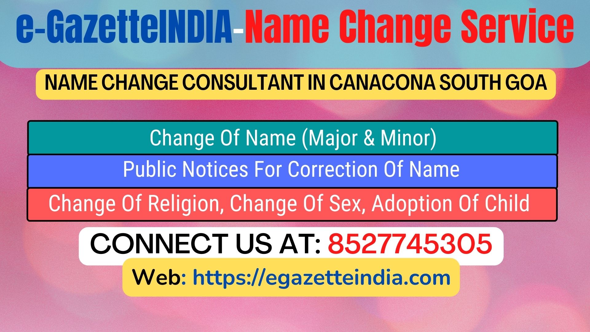 Name Change Gazette Notification In Canacona South Goa 8527745305