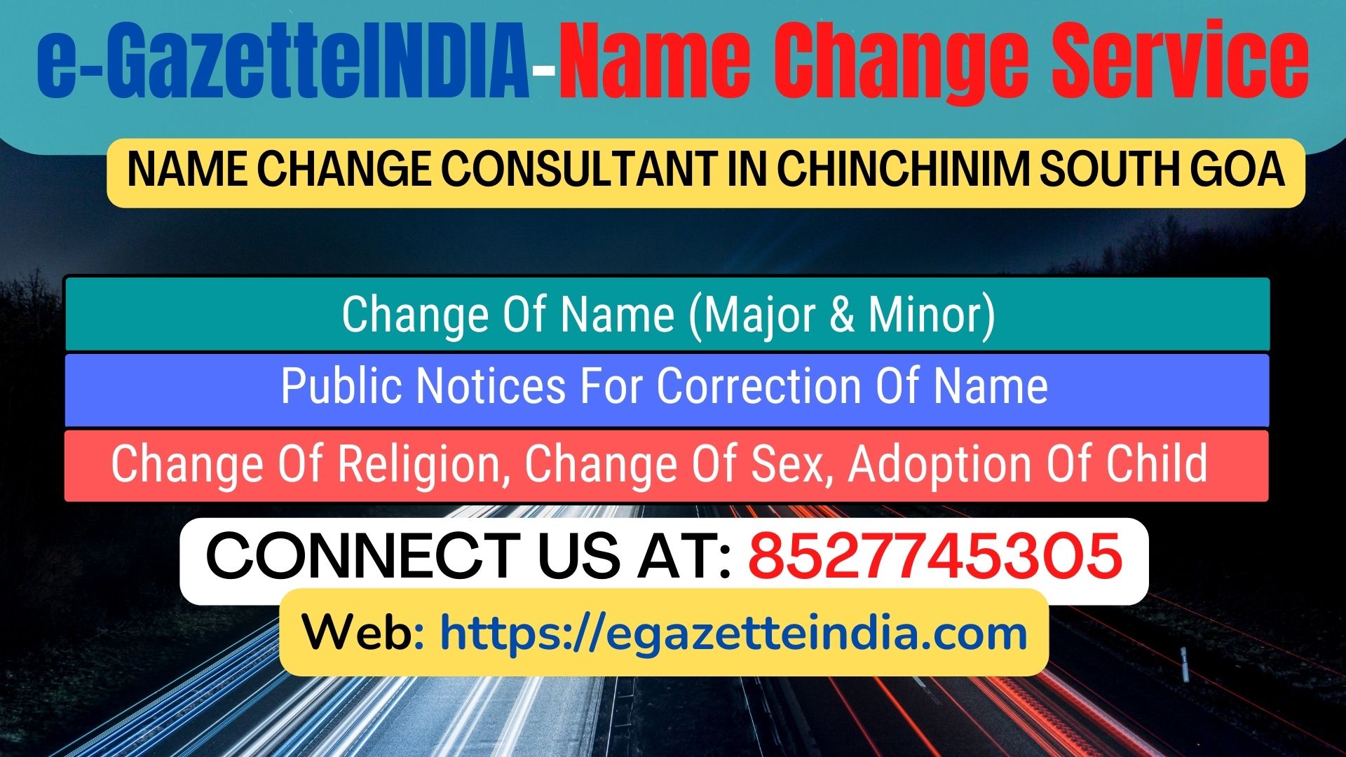 Name Change In Gazette Notification In Chinchinim South Goa-8527745305