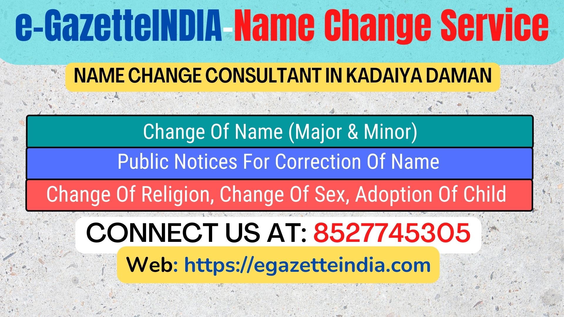 Name Change Gazette Notification In Kadaiya Daman 8527745305