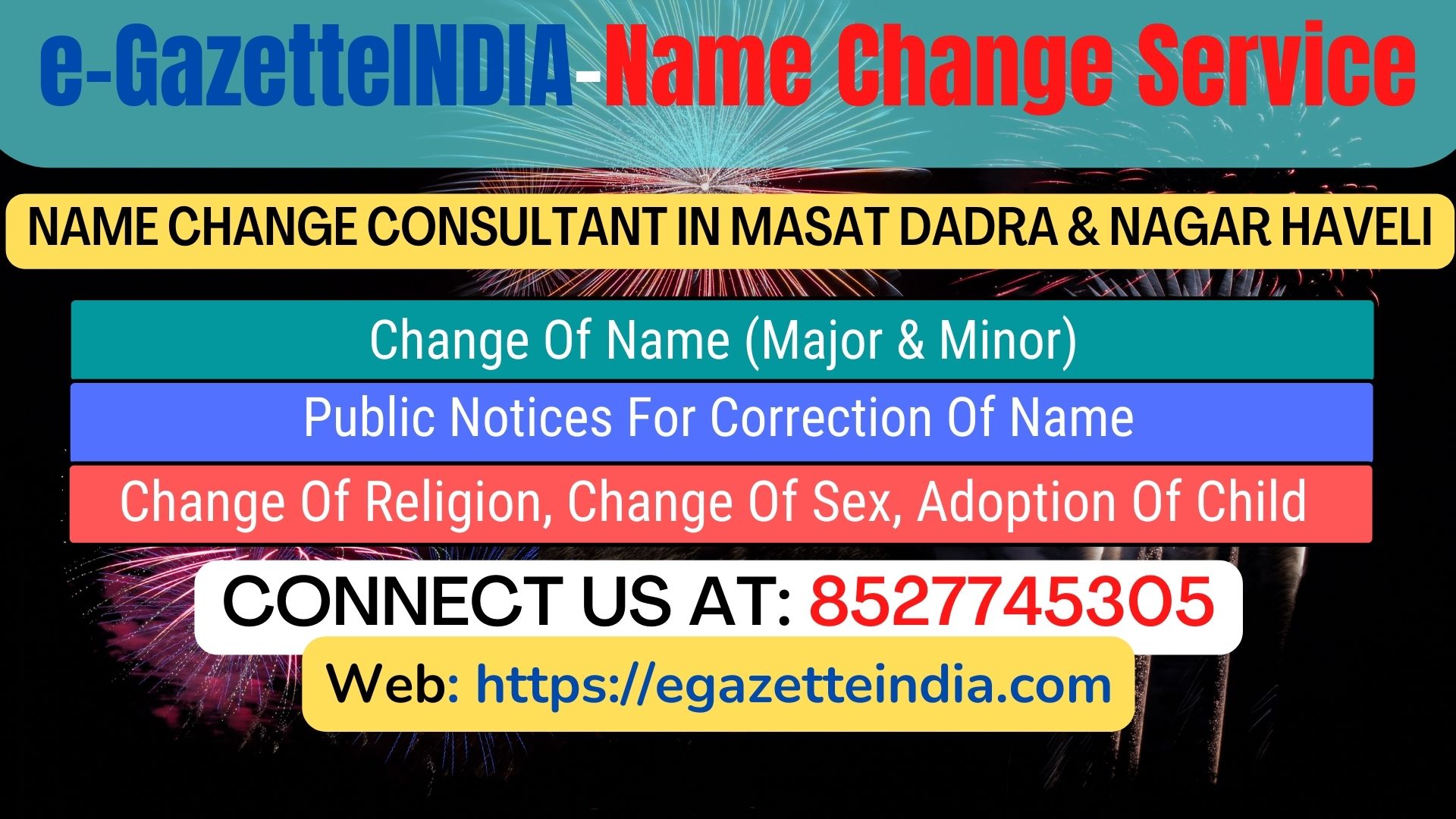 Name Change In Gazette Notification In Masat Dadra & Nagar Haveli-8527745305