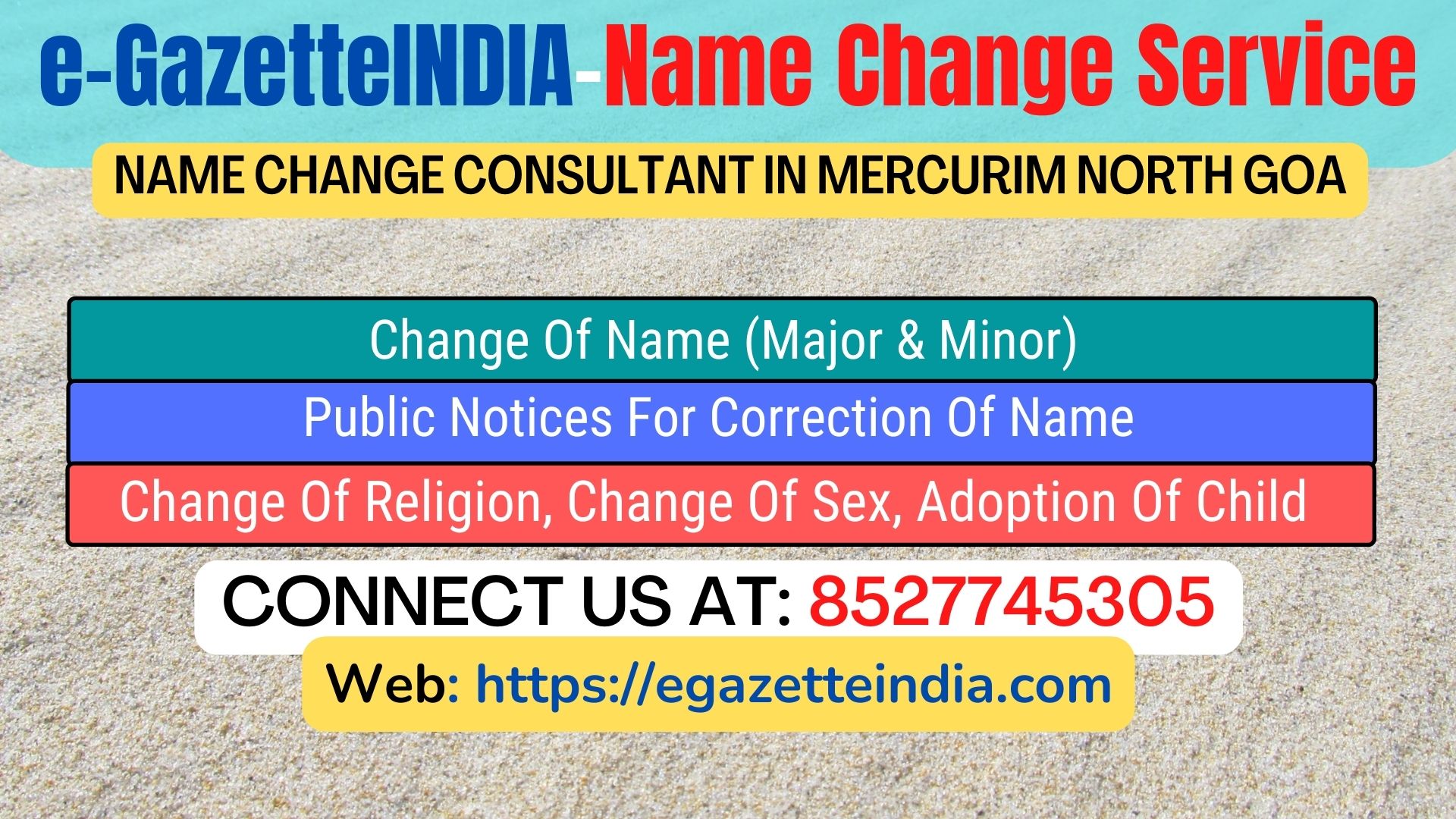 Gazette Name Change Agent Consultant Service In Mercurim North Goa-8527745305