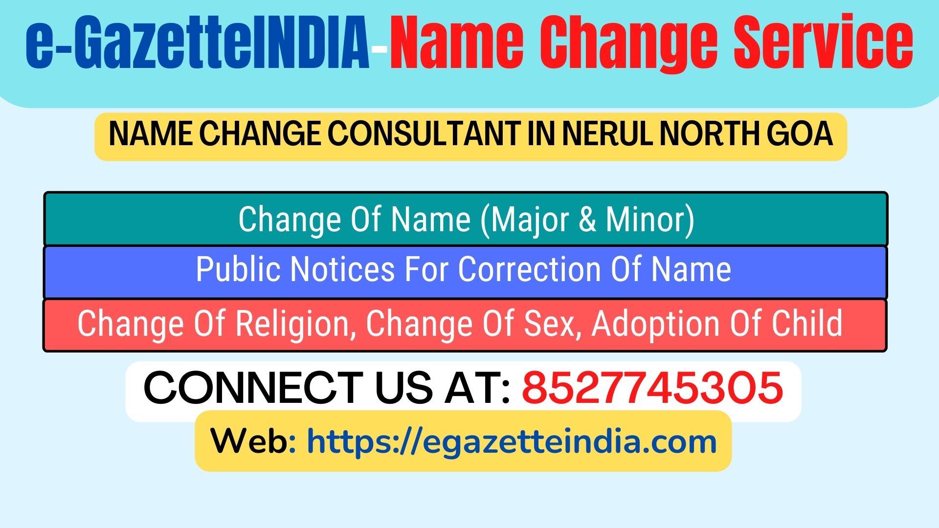 Gazette Name Change Agent Consultant Service In Nerul North Goa-8527745305