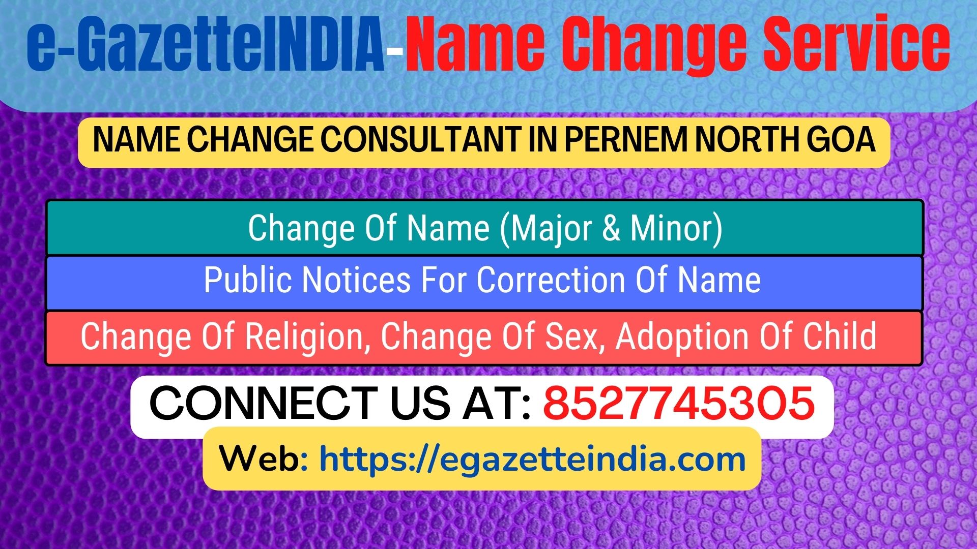 Name Change In Gazette Notification In Pernem North Goa-8527745305