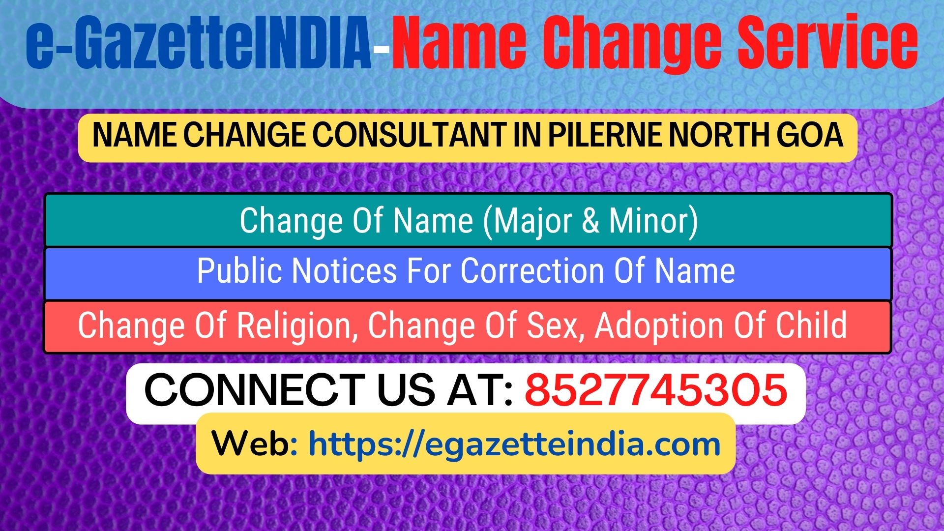 Gazette Name Change Agent Consultant Service In Pilerne North Goa-8527745305