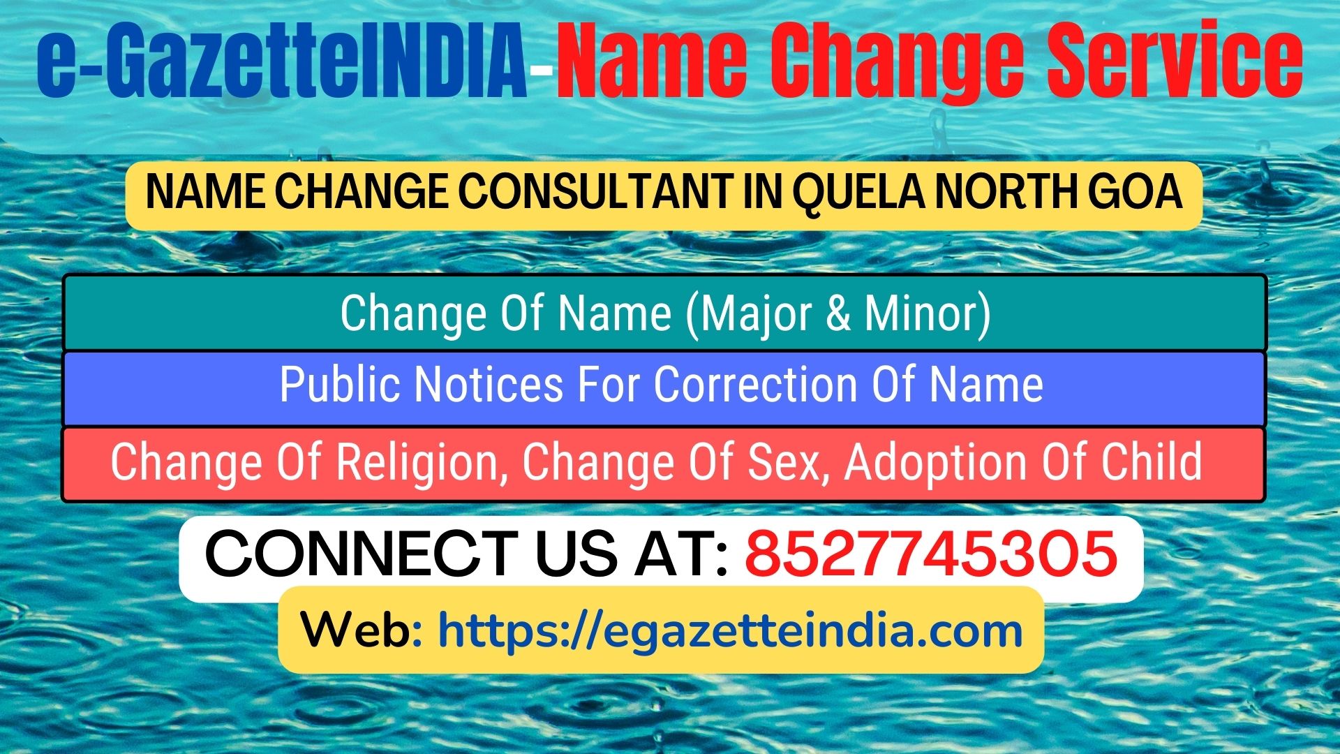 Name Change Gazette Notification In Quela North Goa 8527745305