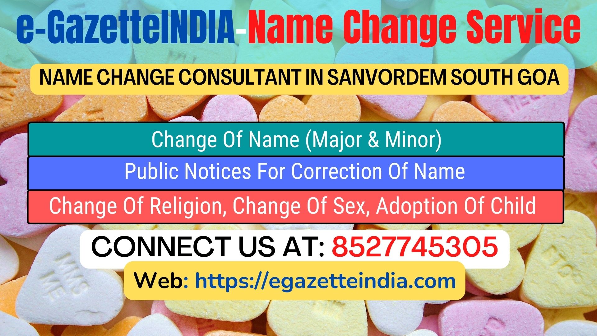 Name Change Gazette Notification In  Sanvordem South Goa 8527745305