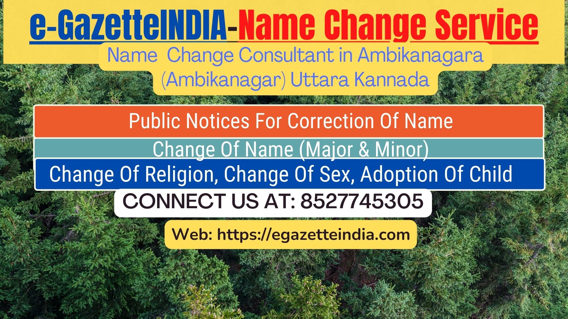 Change of Name in Gazette agent in Ambikanagara (Ambikanagar) Uttara Kannada 8527745305