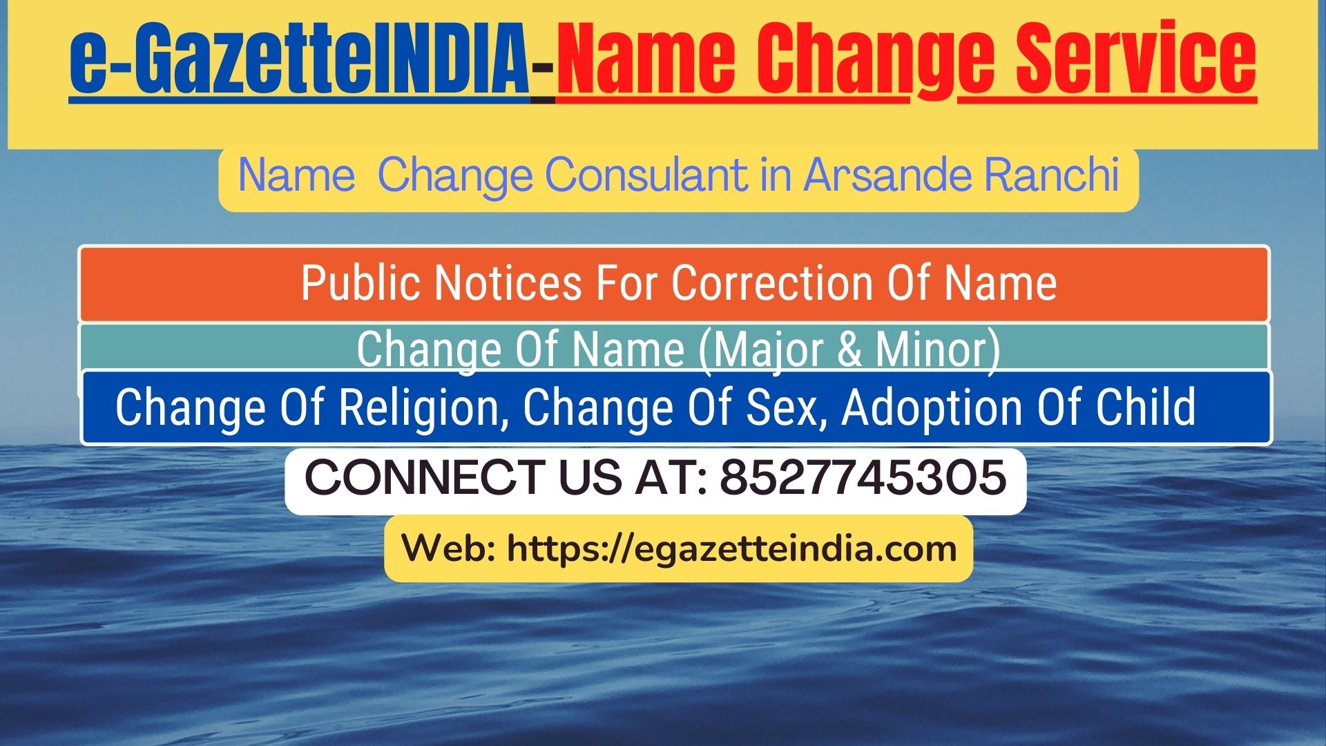 Name Change Agent Arsande Ranchi In Arsande Ranchi 8527745305